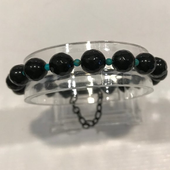 Turquoise Genuine Turquoise Beads & Black Spinel Faceted Beads New - Picture 1 of 8